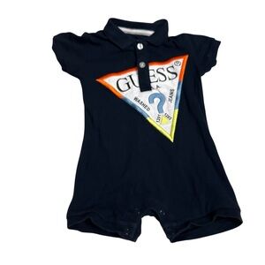 Guess Organic Cotton Baby Romper in Blue